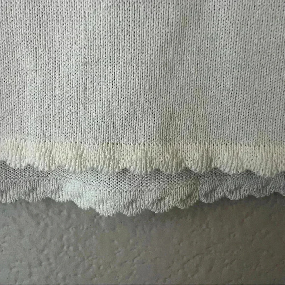 Escada dead stock vintage white scoop neck scallop hemmed warm white knit top - Picture 7 of 7